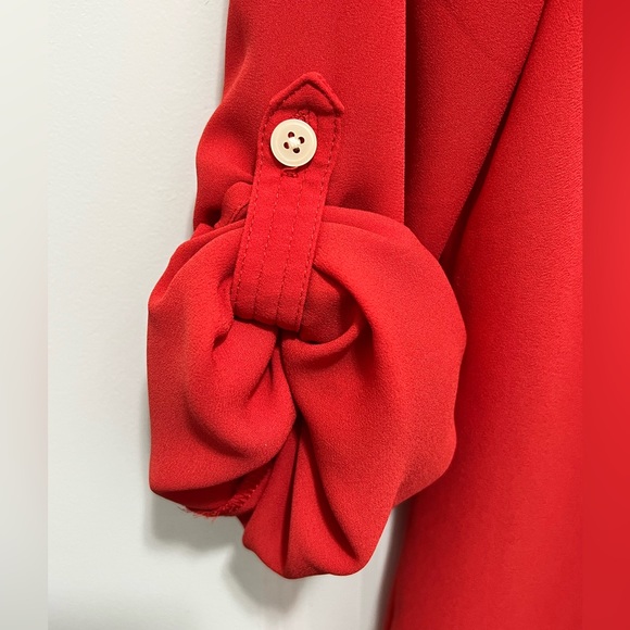 Ann Taylor Loft Red Silky Utility Blouse -Small Petite - Picture 4 of 6